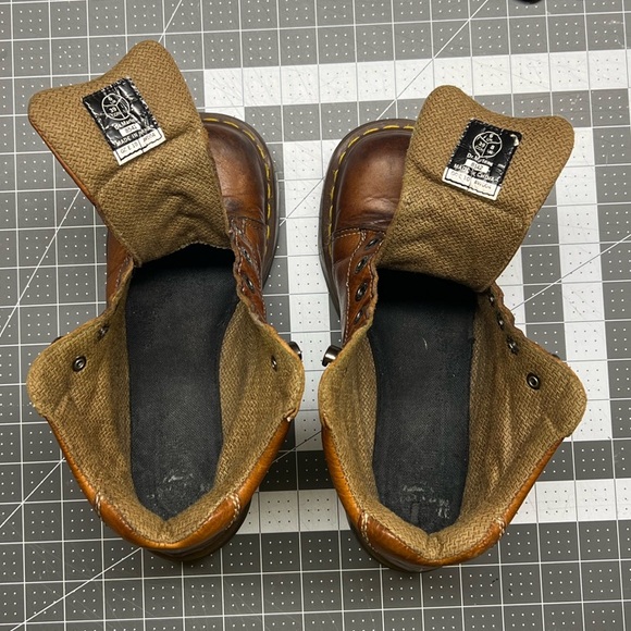 Dr. Martens Brown Combat Boots with Rounded Toe - Picture 2 of 16